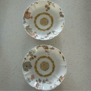 Haviland Limoges Sauce Berry Bowls Pattern 5 1/8 Rose & Blue Gold Floral